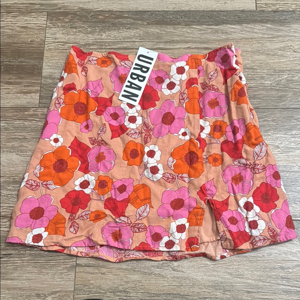 Urban Outfitters Floral Mini Skirt - Red, Pink, and White
